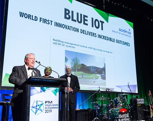 Bob Sharon presenting at the 2019 FMA FM Industry Awards for Excellence