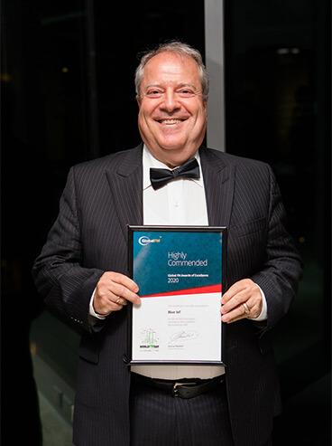 Bob Sharon holding the 2020 Global FM Highly Commended certificate